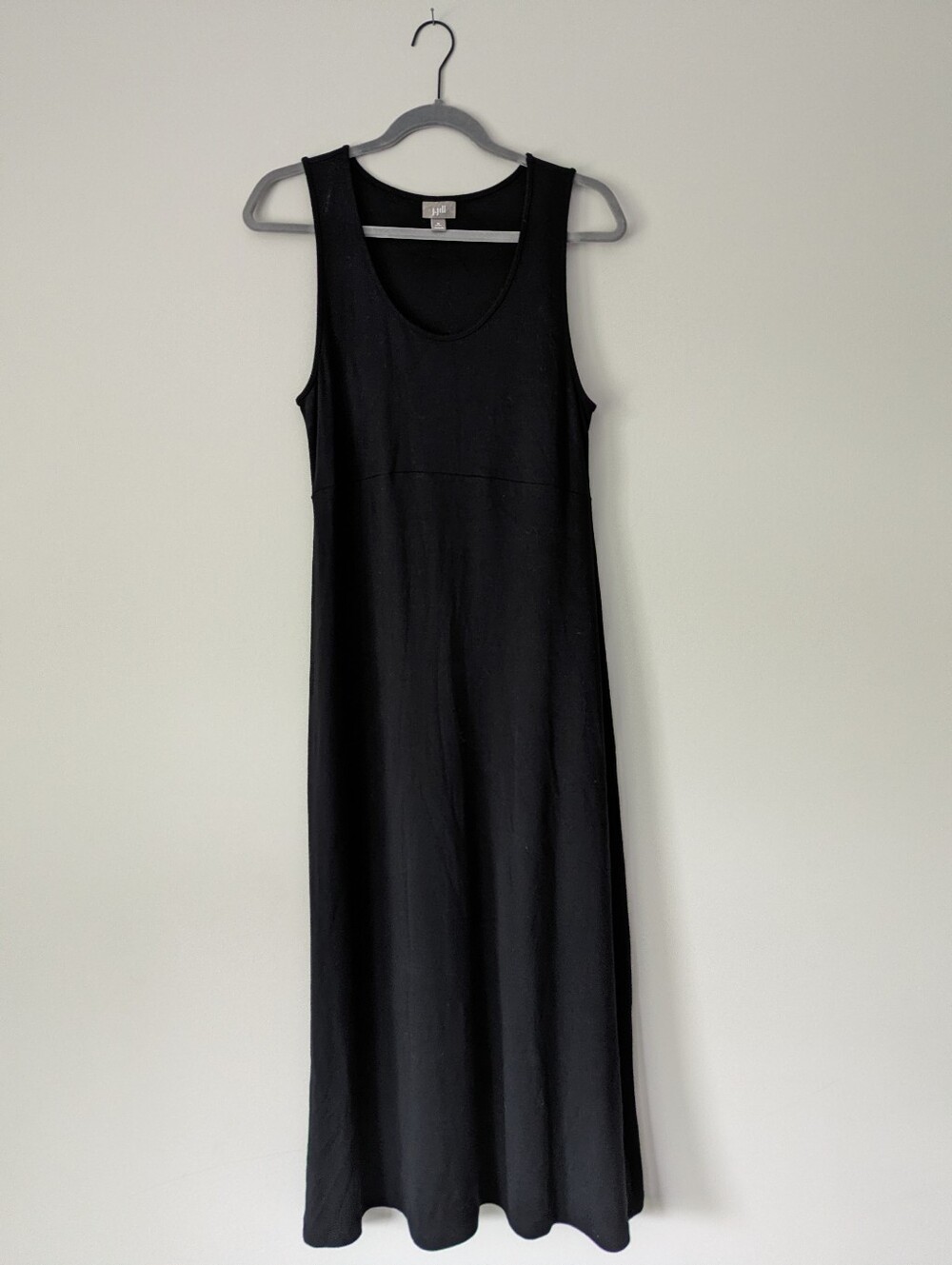 J. Jill Black Wool Rayon Blend Maxi Long Sleeveless Dress Ponte Scoop Neck